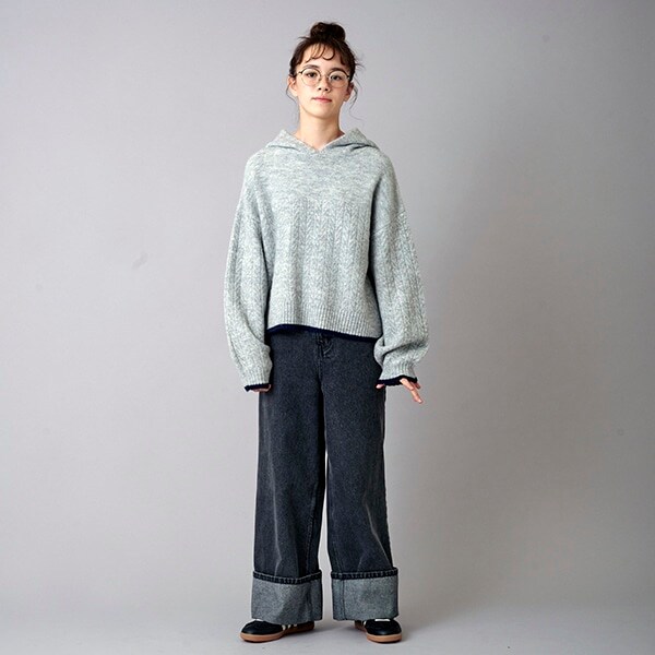 【AMI】ロールアップワイドデニムパンツ