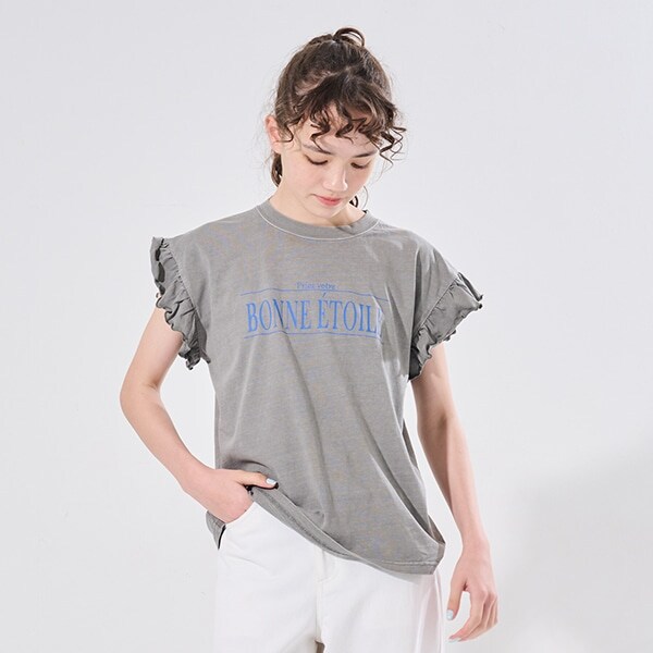 【AMI】袖フリルピグメントTシャツ