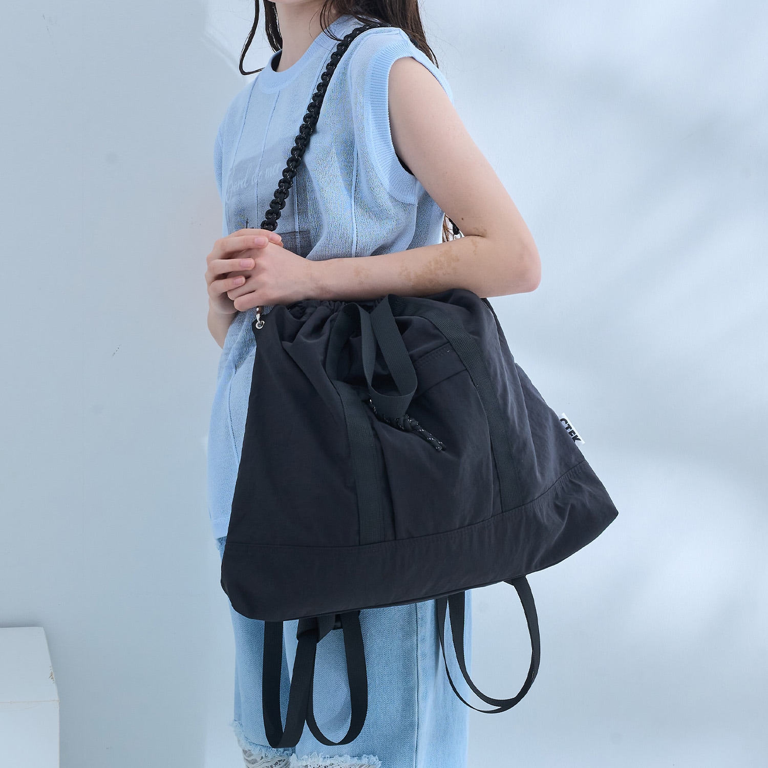 【キャセリーニ】ナイロン3WAYスクエアトート