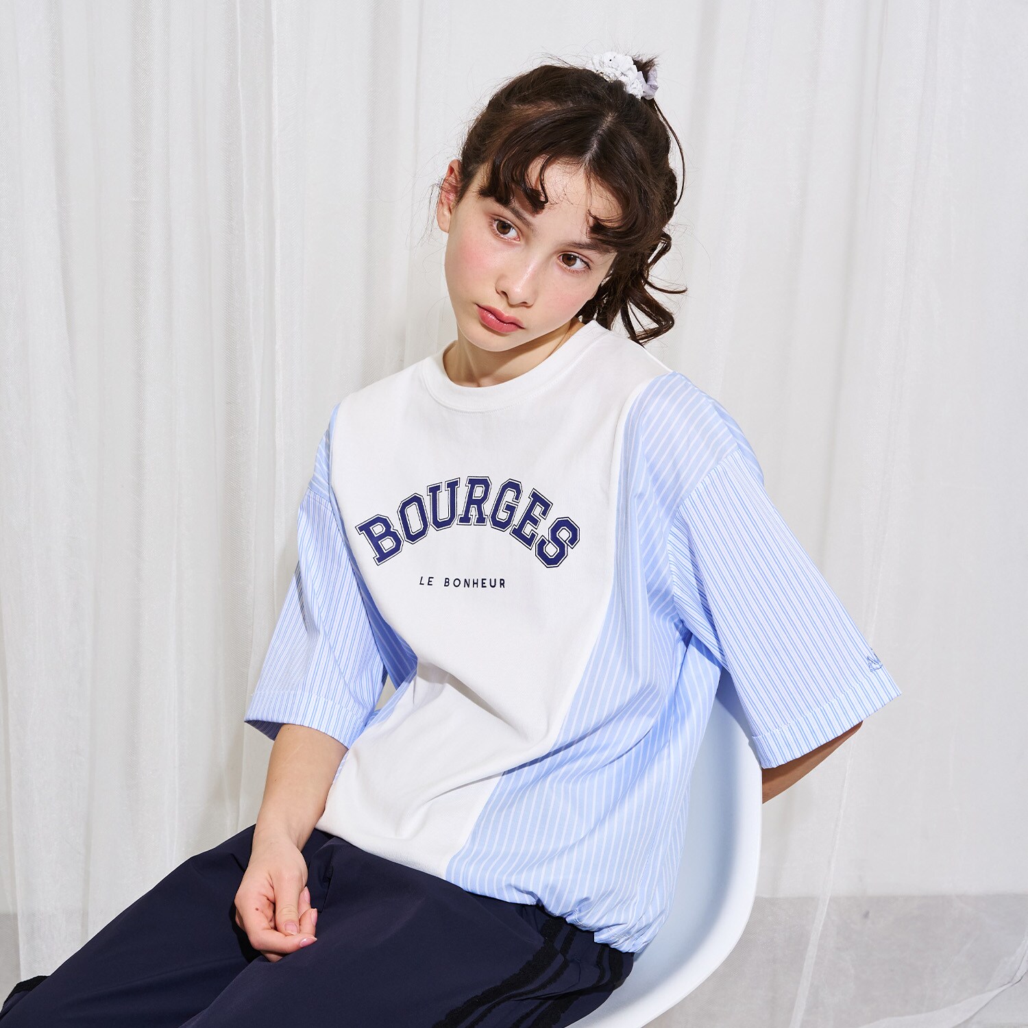 【AMI】異素材切替ロゴTシャツ