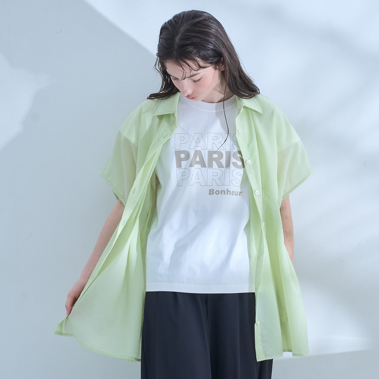 【AMI】タックシャツ×【接触冷感】インナーTシャツセット