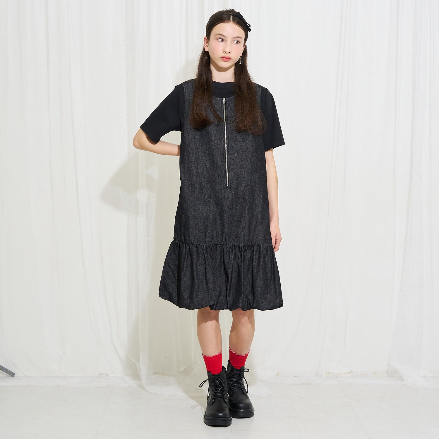 【AMI】【接触冷感】デニムバルーンジャンスカインナーセット