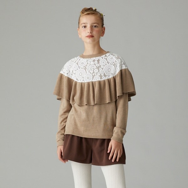 【AMI】 レース付つきニット