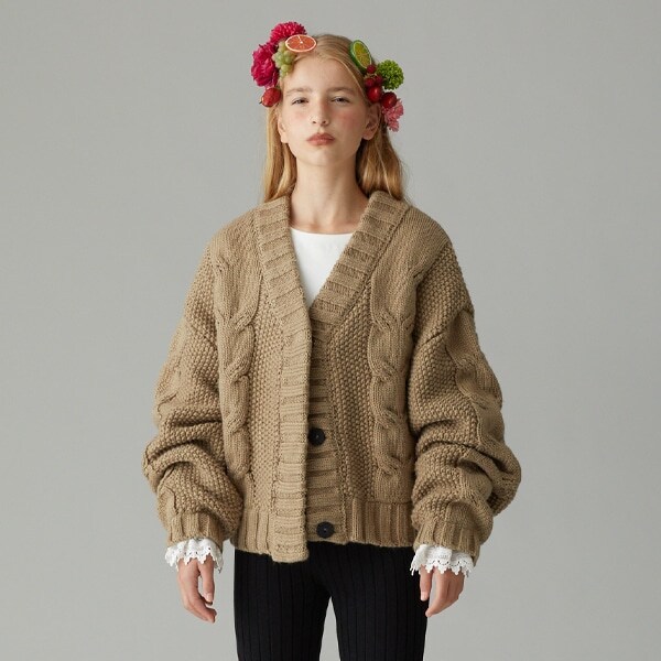 【AMI】 裏地付きボリュームニットカーデ