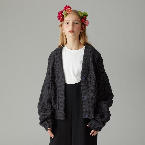 【AMI】 裏地付きボリュームニットカーデ