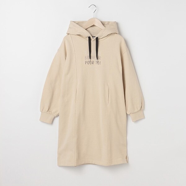 裏毛 抗菌防臭 ロゴ刺しゅうパーカーワンピース