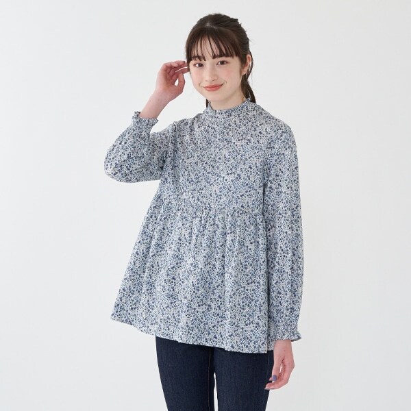 リバティプリントフレアチュニックブラウス