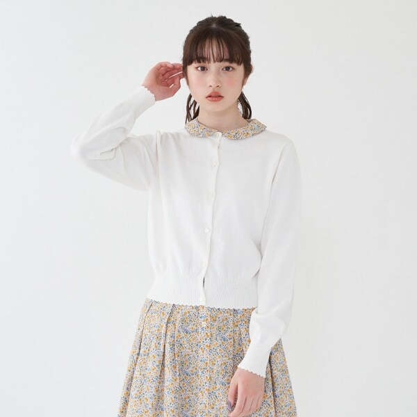 花柄衿つきカーディガン