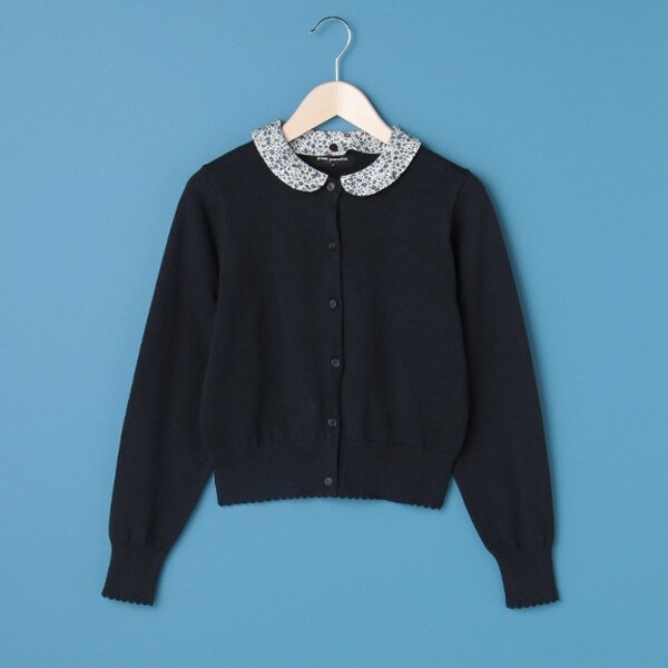 花柄衿つきカーディガン