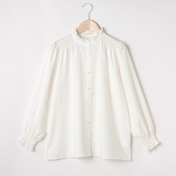 フリルネックスモックブラウス