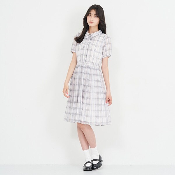 衿つきプリーツワンピース