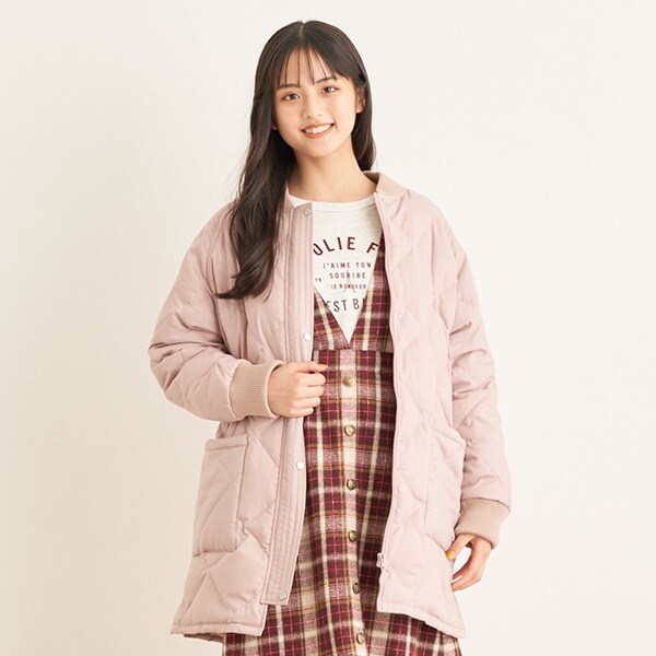 【撥水】【家庭洗濯可】リブキルティングコート
