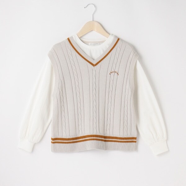 長袖Tシャツ+ニットベストセット