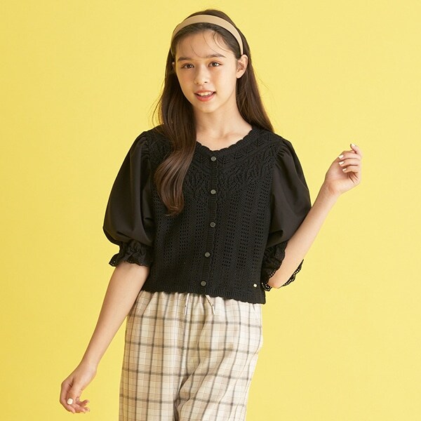 クロシェ編みトップス+タンクトップセット