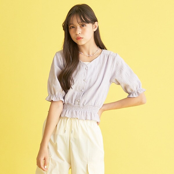 シャーリングブラウスタンクトップセット