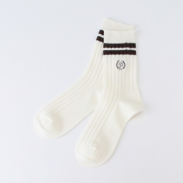 太ライン入りリブクルーソックス【日本製】