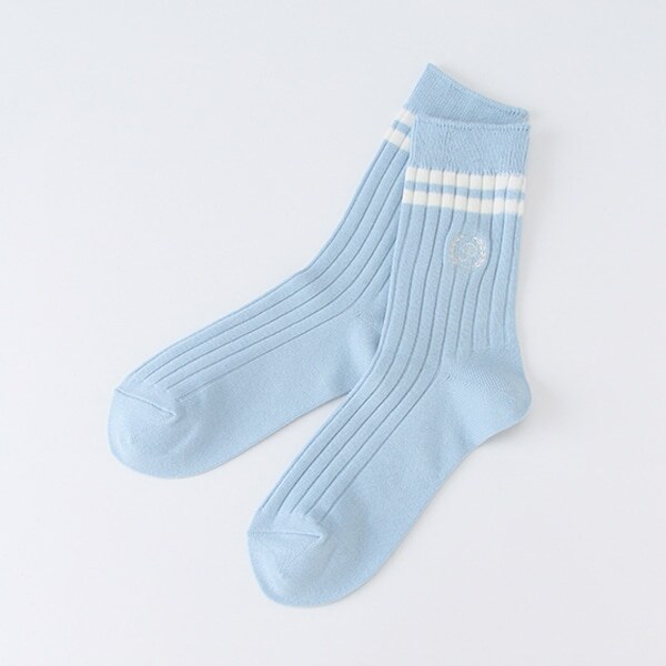 太ライン入りリブクルーソックス【日本製】