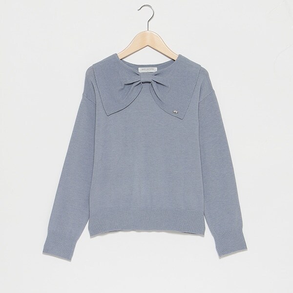 リボン衿ニット