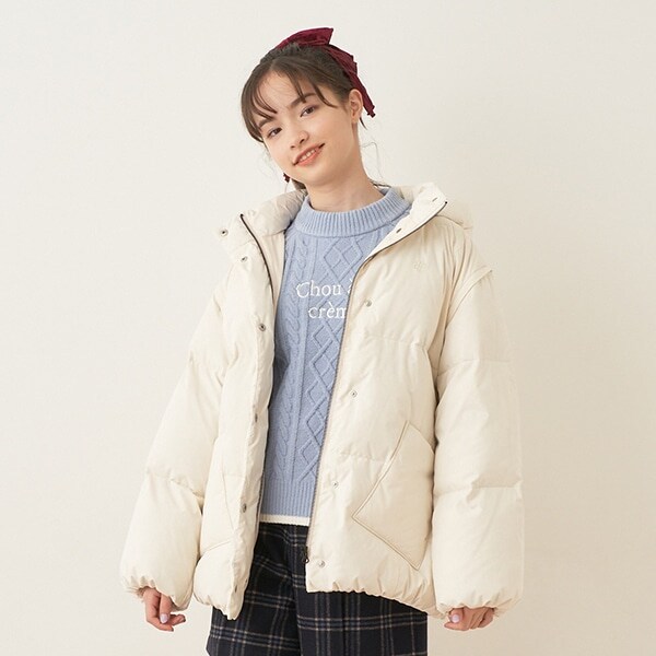 【撥水】【家庭洗濯可】2WAYエコダウンコート