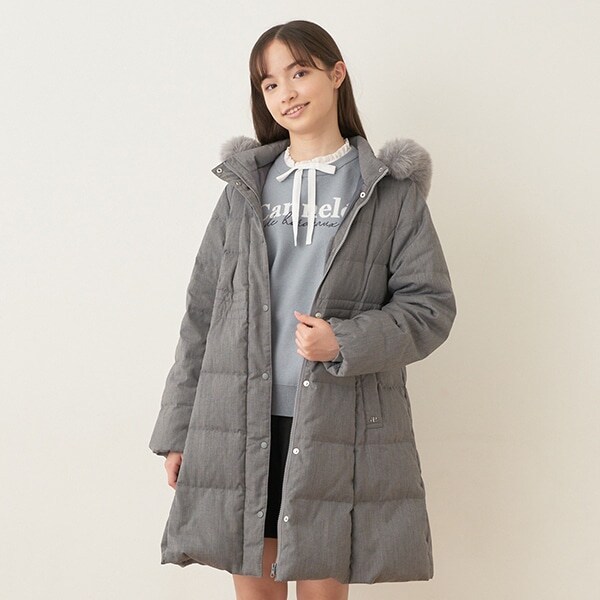 【撥水】【家庭洗濯可】Aラインロングダウンコート