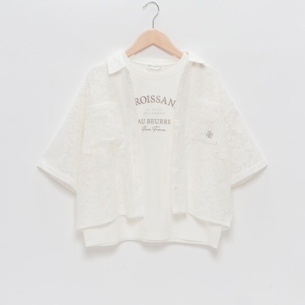 半袖シアーシャツ+ロゴTシャツセット