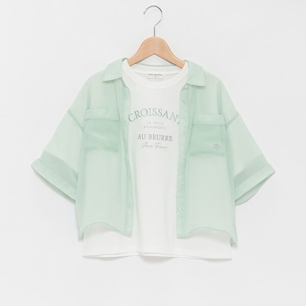 半袖シアーシャツ+ロゴTシャツセット