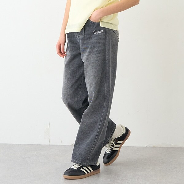 【ニコ☆プチ掲載】ハートベルト付きウォッシュドデニムパンツ