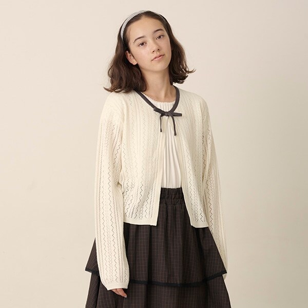 透かし編みカーデ＋Tブラウスセット