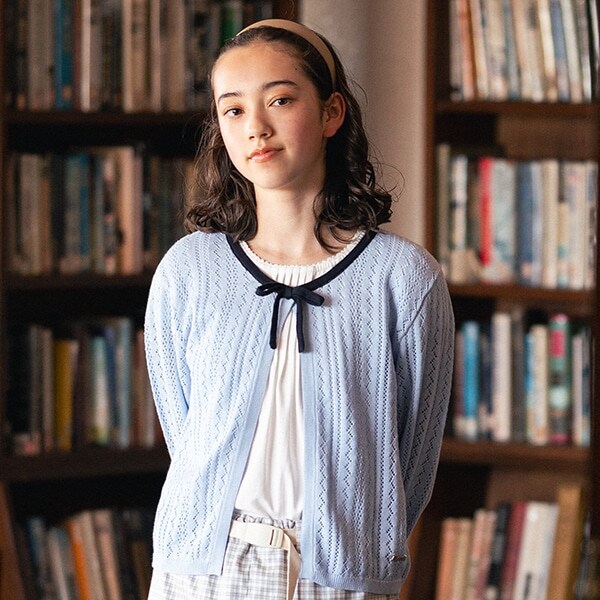 透かし編みカーデ＋Tブラウスセット