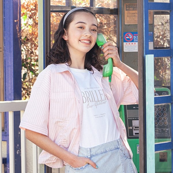 【ニコ☆プチ掲載】ドロスト半袖シャツ＋Tシャツセット