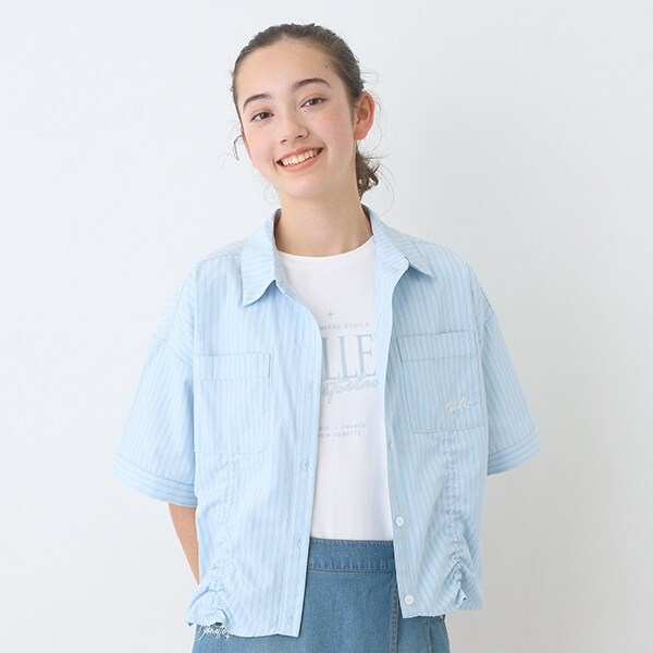 【ニコ☆プチ掲載】ドロスト半袖シャツ＋Tシャツセット