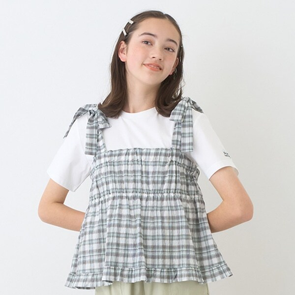 【機能素材】チェックビスチェ＋Tシャツセット