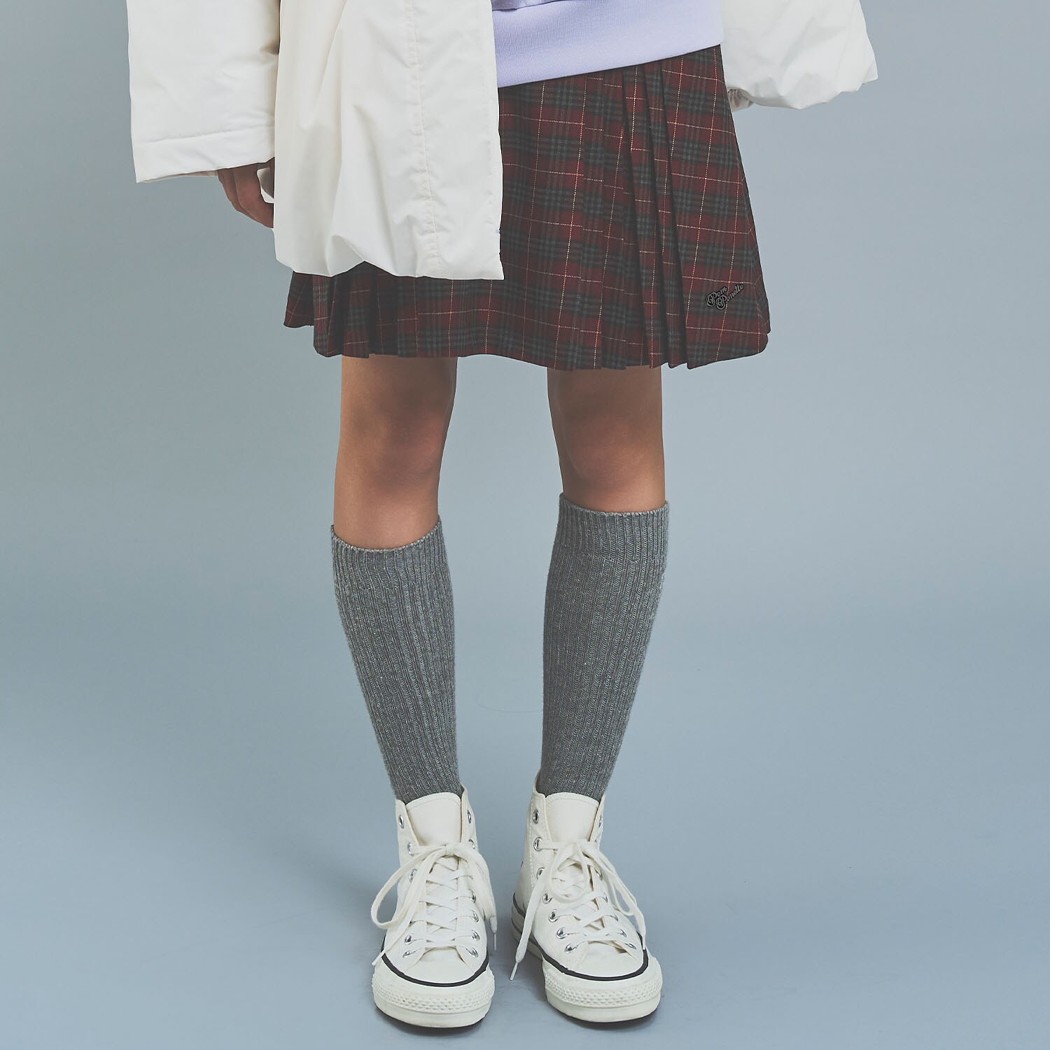 ボタンプリーツスカパン