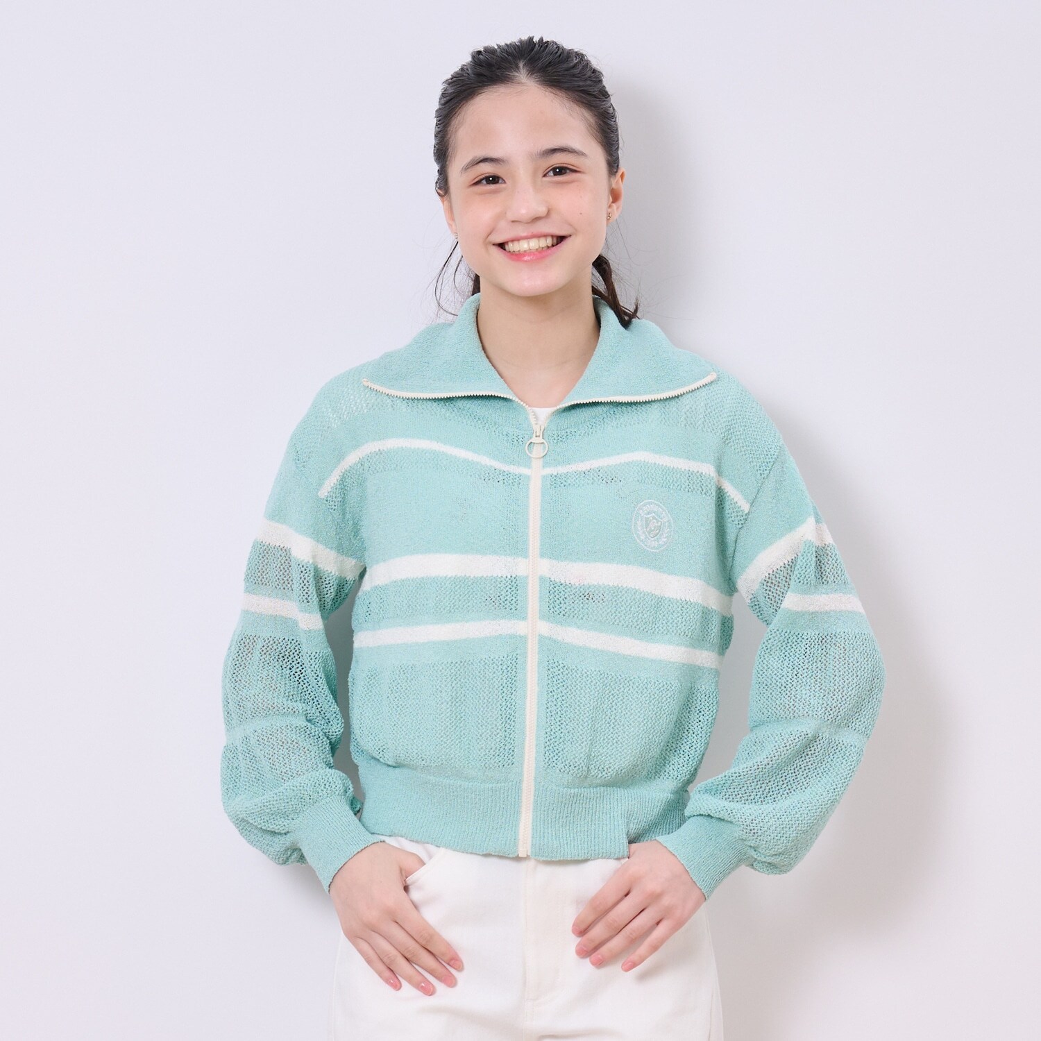 メッシュニットZIPカーディガン