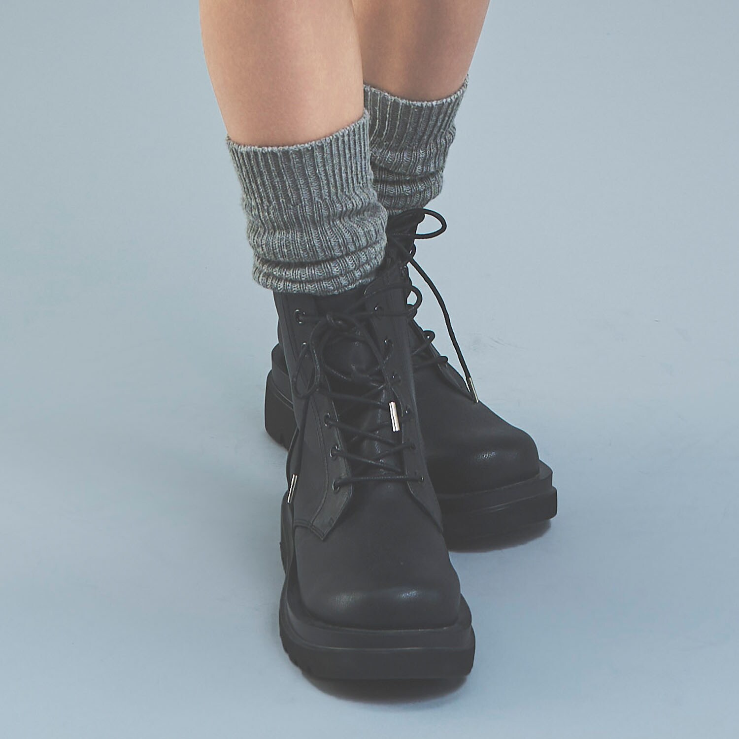 【軽量ソール】厚底レースアップブーツ