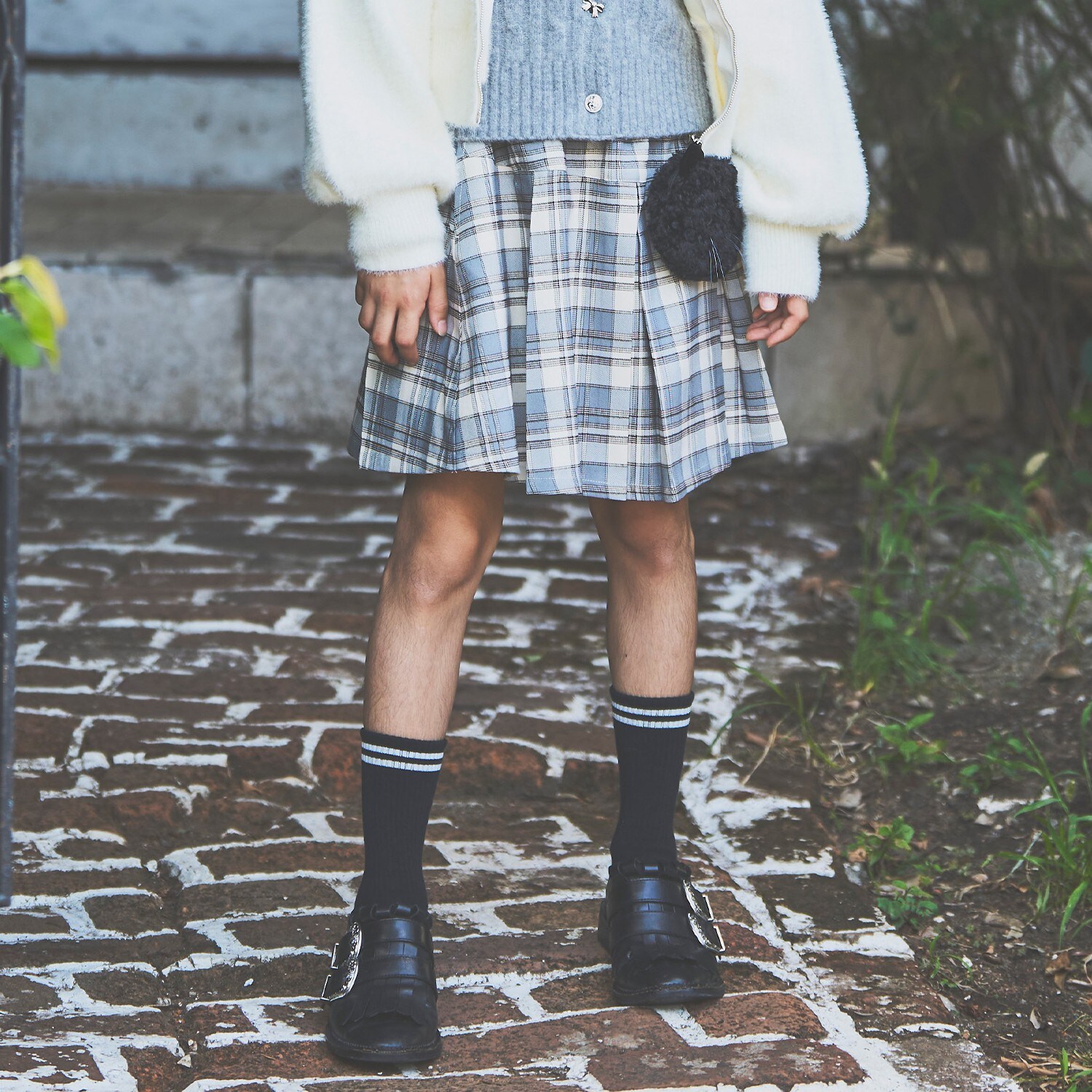 【130cmあり】チェックボックスタックスカート×インパンセット