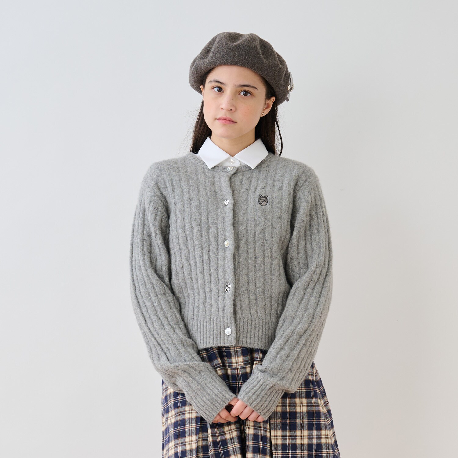 多釦カーデ＋シャツセット