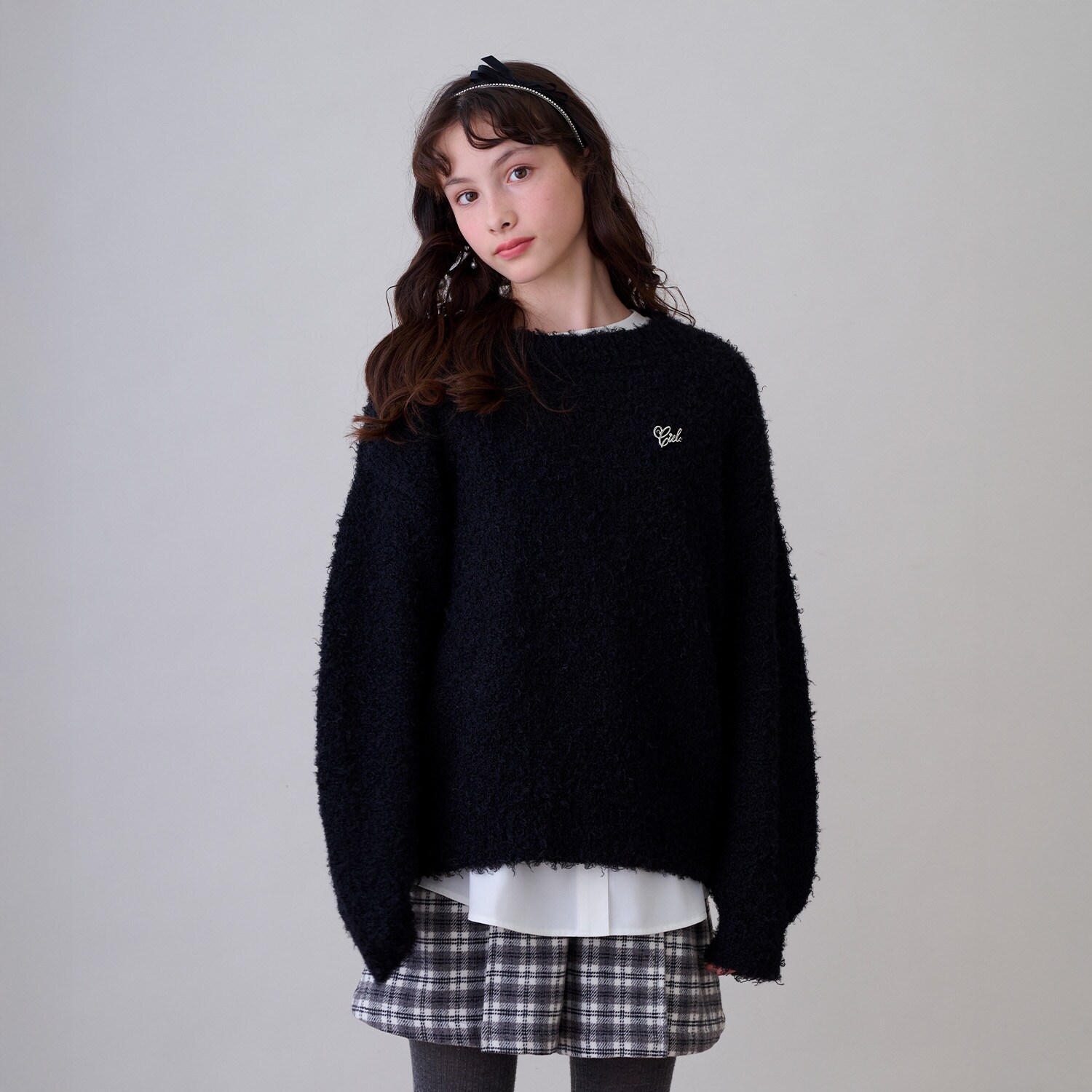 ブークレーニット×チュニックトップス