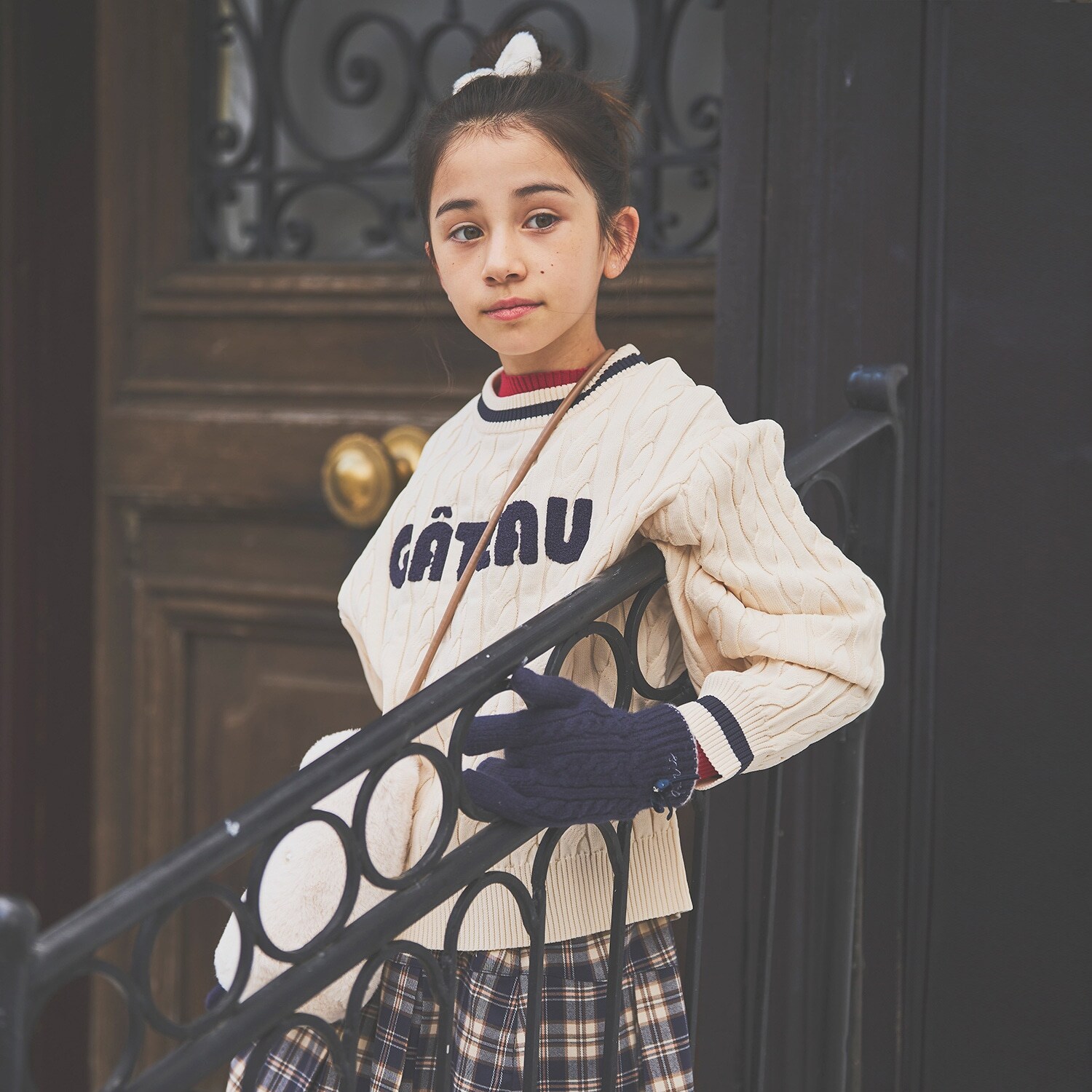 【130cmあり】サガラロゴケーブルニット