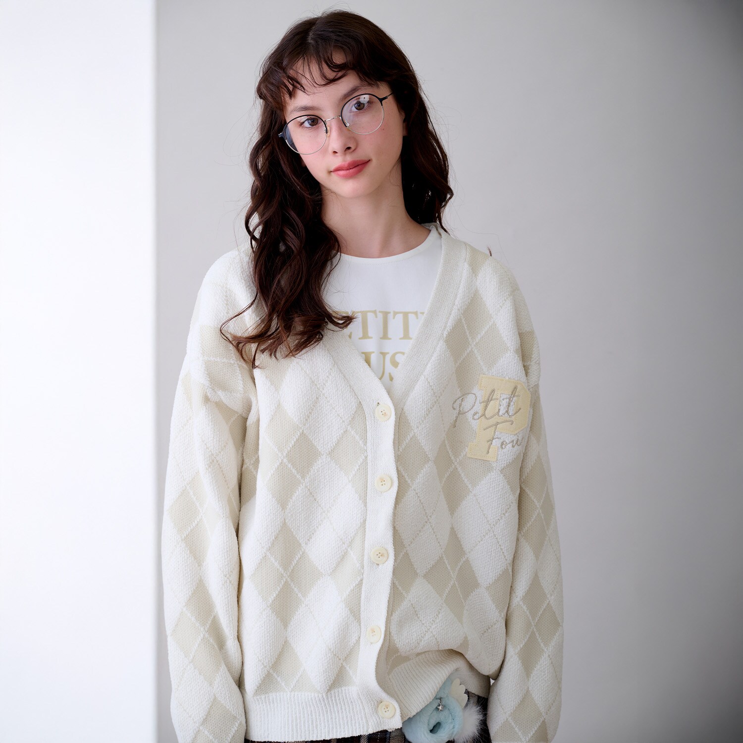 ジャカードアーガイルカーディガン＆インナーセット