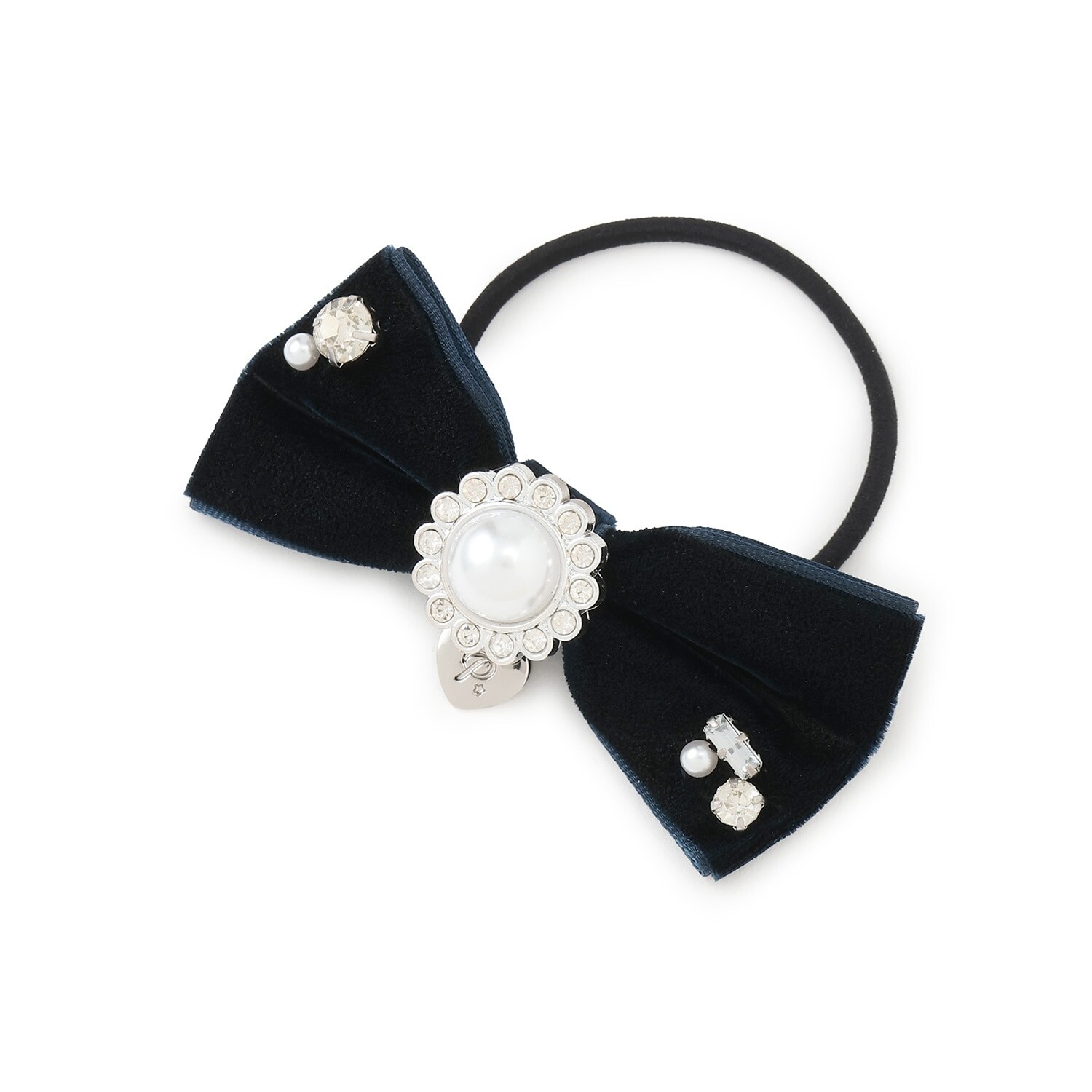 ビジューベロアリボンヘアゴム