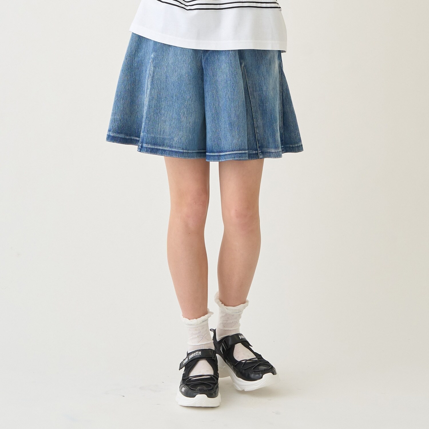 カットソーデニムマーメイドキュロットパンツ