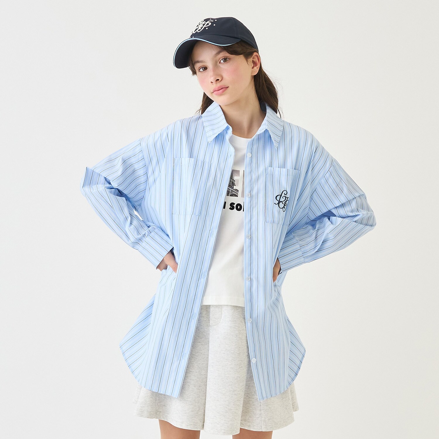 【130cmあり】長袖シャツ×フォトロゴTシャツ