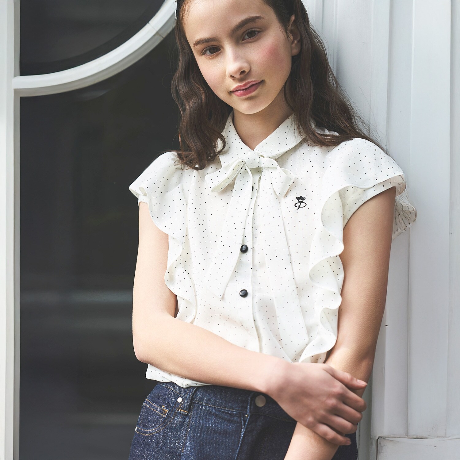 【袖取り外し】ボウタイブラウス