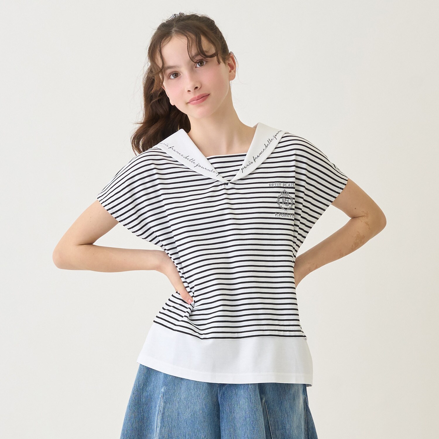 【130cmあり】セーラーレイヤードトップス