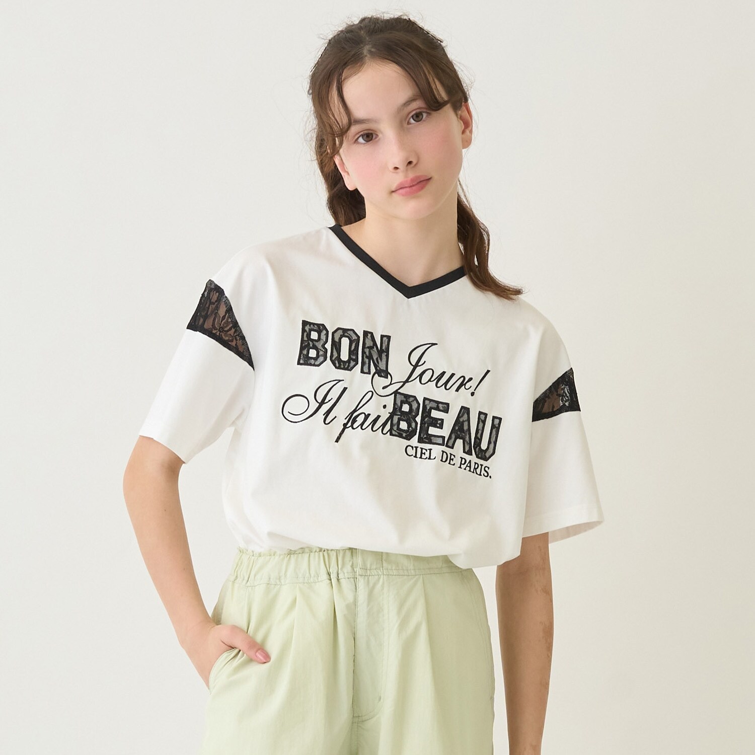 【130cmあり】【接触冷感】レースワッペンTシャツ