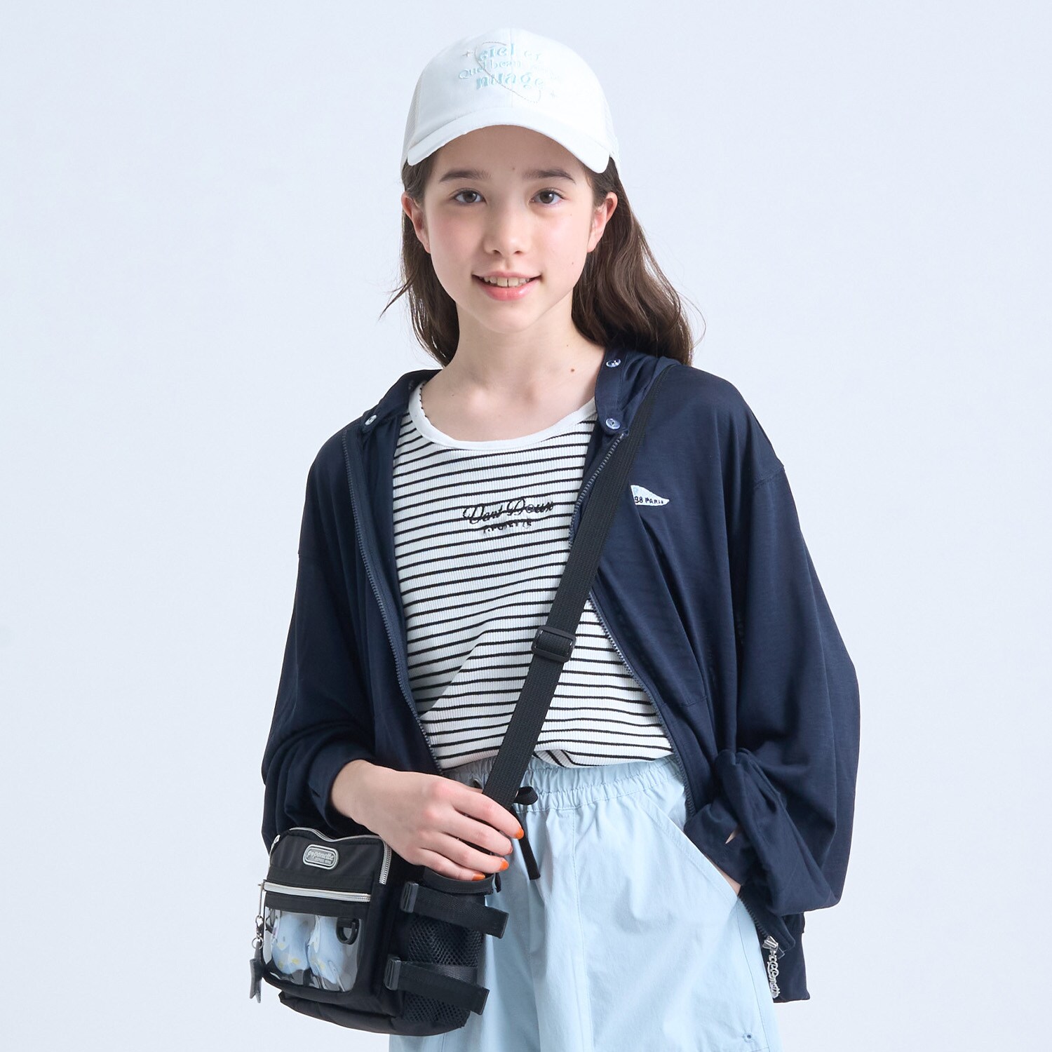 【130cmあり】【UVカット・接触冷感】カットソージップパーカ