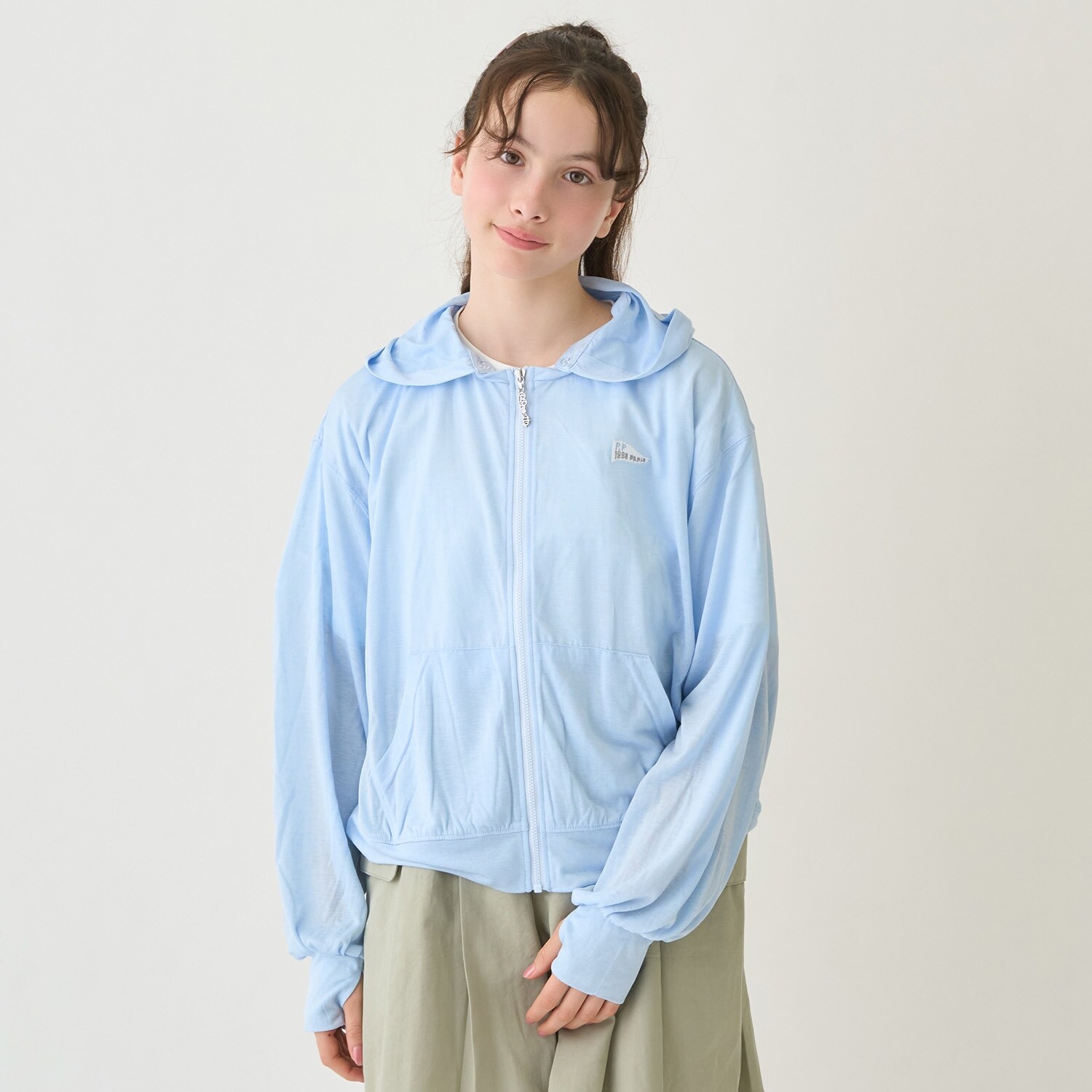 【130cmあり】【UVカット・接触冷感】カットソージップパーカ