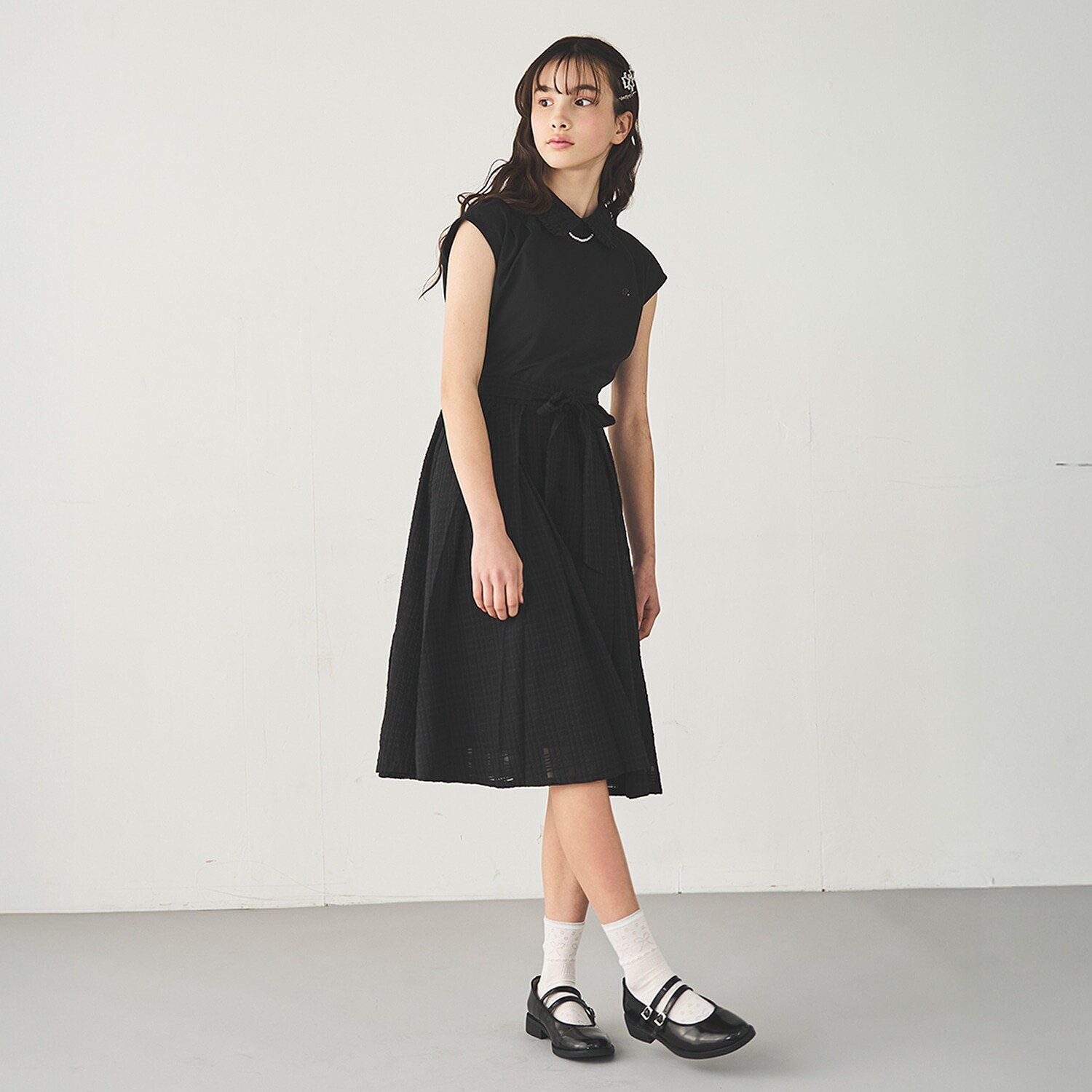 シアーチェックドッキングワンピース