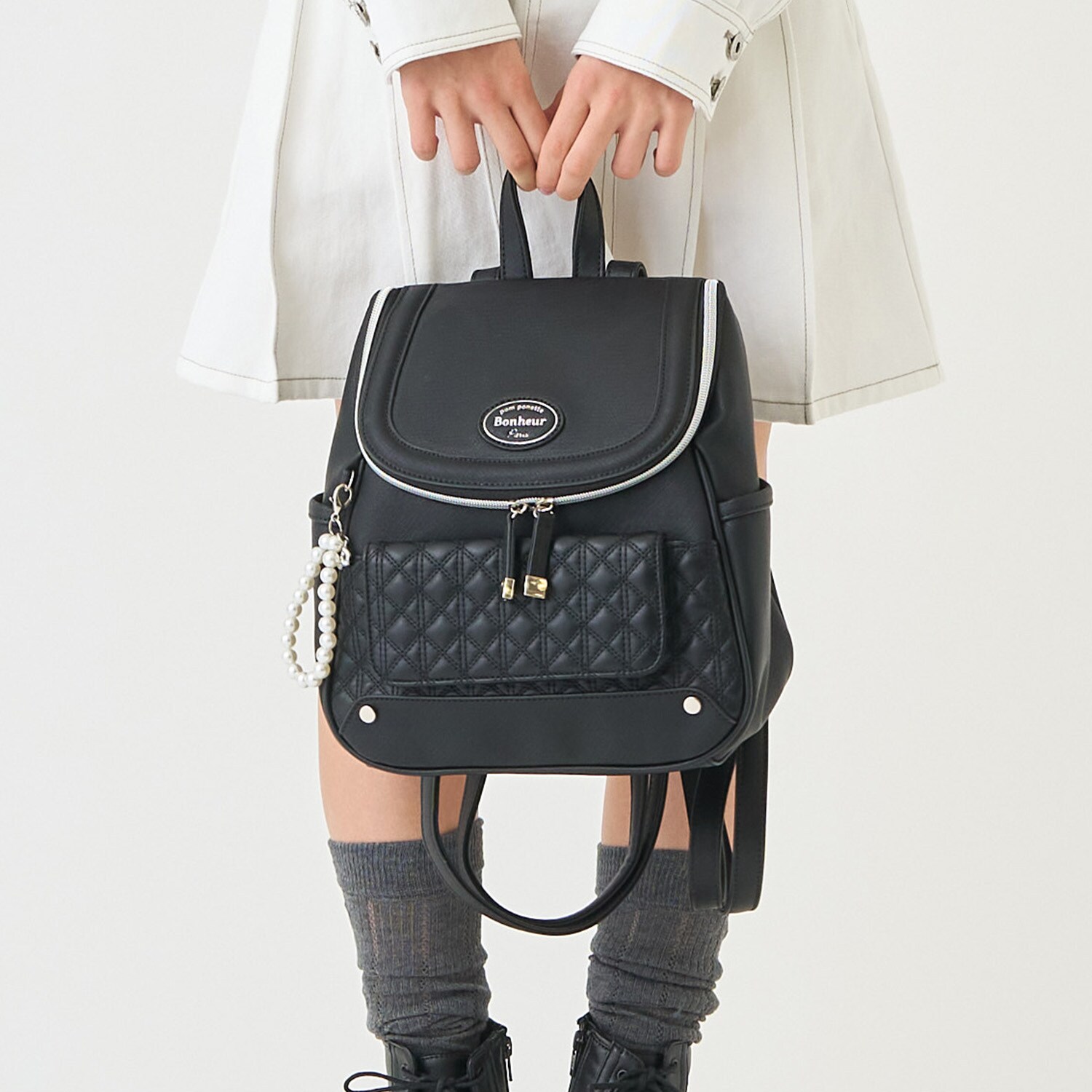 キルトデザインバケツ型リュック